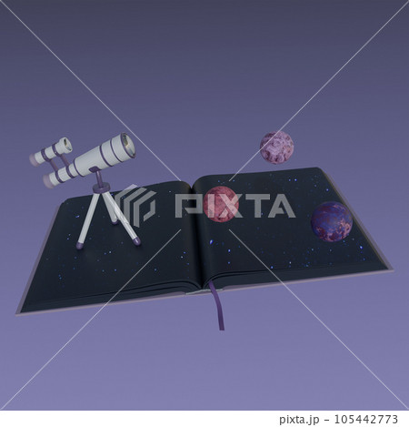 telescope icon with planets isolated 3d render illustration 105442773