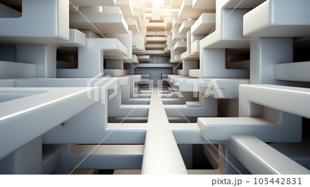 白色基調の立体的なジオメトリックな背景画像