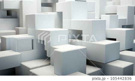 白色基調の立体的なジオメトリックな背景画像