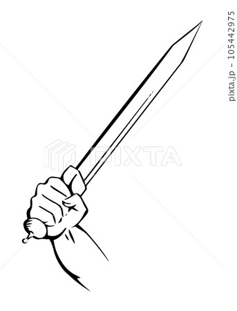 Ancient roman sword in a soldier hand Ancient roman sword in a soldier hand 105442975