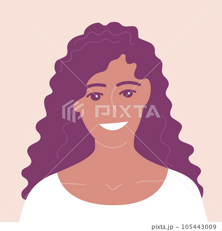 Portrait of young happy beautiful woman face 105443009