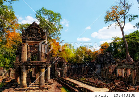 Ancient ruins of Khmer temples, ancient Cambodian architecture, medieval historical monument. 105443139