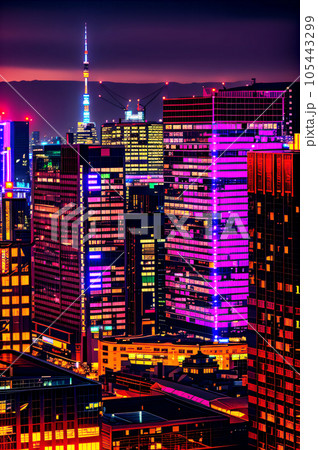 AI画像 東京の夜景イメージ AI画像 東京の夜景イメージ 105443299