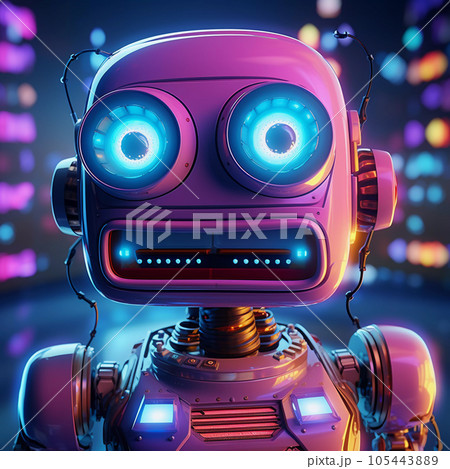 Retro Futuristic Robot Character 105443889