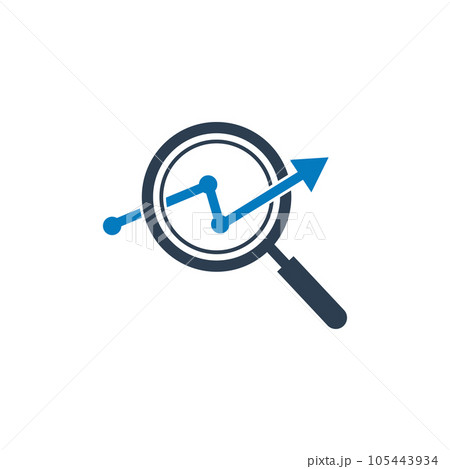 Business Analysis Icon. With Magnifying Glass and Graph Symbols. Editable Flat Vector Illustration. 105443934