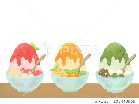 机の上のおいしそうなかき氷 105443959