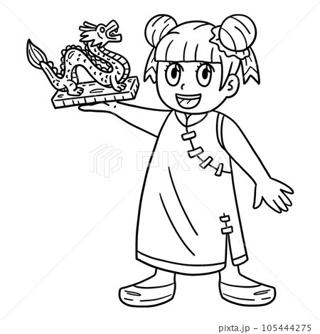Year of the Dragon Girl Dragon Statuette Isolated Year of the Dragon Girl Dragon Statuette Isolated 105444275