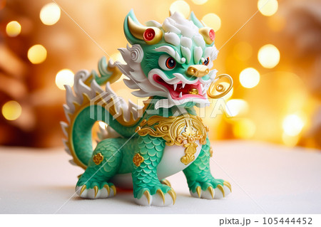 Traditional chinese dragon on festive goldenのイラスト素材 