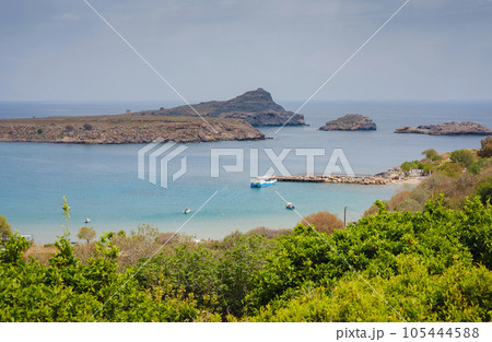 travel to city of Lindos on island of Rhodes, Greece 105444588