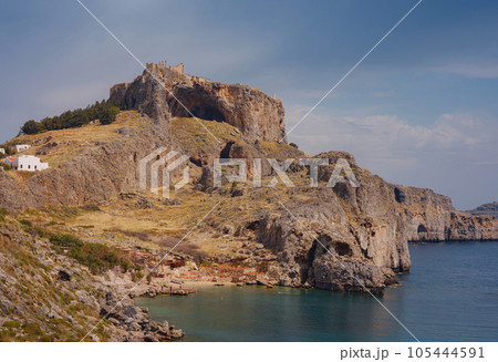 travel to city of Lindos on island of Rhodes, Greece 105444591