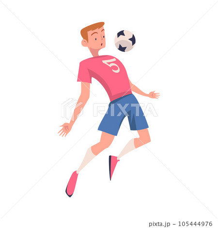 Man Footballer in Pink Jersey Playing Football Pass Ball Vector Illustration Man Footballer in Pink Jersey Playing Football Pass Ball Vector Illustration 105444976