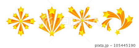 Fireworks with Yellow Star Sparkle as Bright Festive Explosion Vector Set 105445190