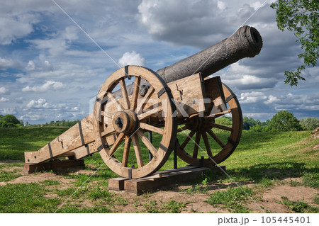 Old vintage retro cannon gun. Old vintage retro cannon gun. 105445401