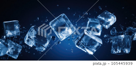 Ice cubes on a dark blue background. 105445939
