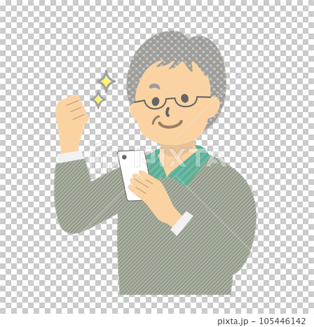 Stock Illustration: Senior man operating a smartphone_3 105446142