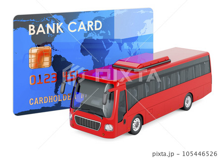 Bus with credit card, 3D rendering Bus with credit card, 3D rendering 105446526