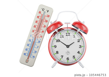 Thermometer with alarm clock, 3D rendering 105446753