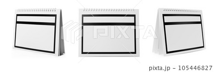 Collage of blank paper calendar on white background. Space for design Collage of blank paper calendar on white background. Space for design 105446827