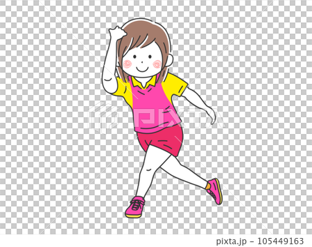 ボウリングをする女性のイラスト ボウリングをする女性のイラスト 105449163