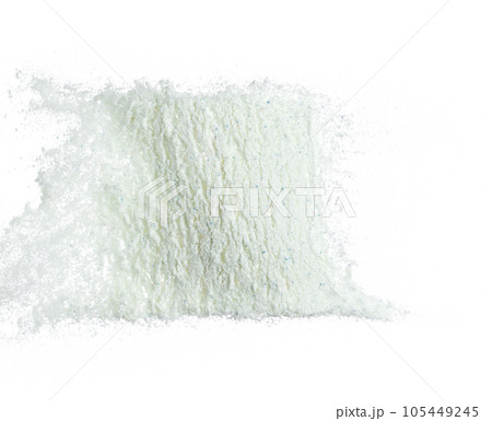 Detergent Powder splash fly in air. Detergent Powder pour float in mid air. Detergent Powder blue soap explosion throw fluttering. White background isolated high speed shutter freeze motion Detergent Powder splash fly in air. Detergent Powder pour float in mid air. Detergent Powder blue soap explosion throw fluttering. White background isolated high speed shutter freeze motion 105449245