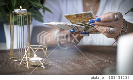 Concept of psychic advisor or ways of divination with cards. 105451155