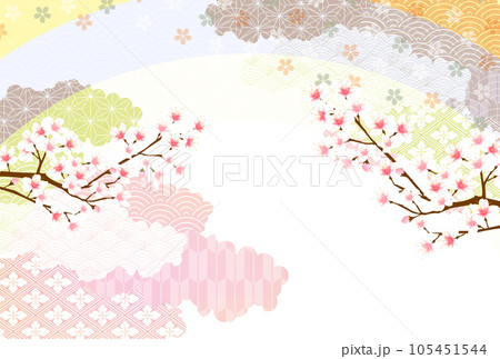 桜 和柄 年賀状 背景 桜 和柄 年賀状 背景 105451544
