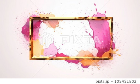 Abstract watercolor artwork mixed with buzzy geometric shapes 105451802