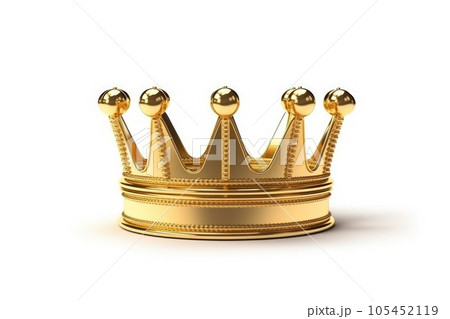 3d rendering golden crown isolated on white background. Generative AI AIG32 105452119