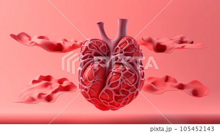3D illustration of the human organ systems, Human internal organs. Anatomy. Nervous, circulatory, digestive, excretory, urinary,and bone systems. Medical education concept, Generative AI illustration 105452143