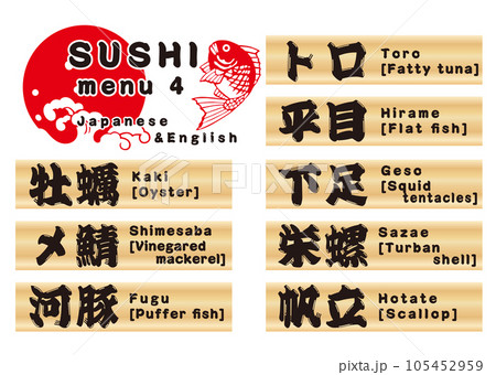 寿司木札メニューセット　日本語&英語4 105452959