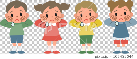 Crying girl and boy illustration set Crying girl and boy illustration set 105453044