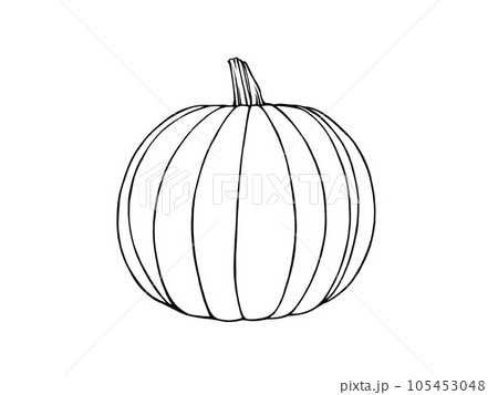 ハロウィンカボチャのシンプルな線画イラスト 105453048