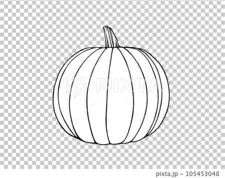 ハロウィンカボチャのシンプルな線画イラスト 105453048