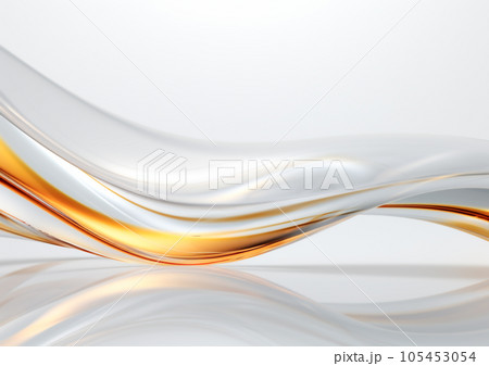 高級感のあるエレガントな白色と金色の抽象的なウェーブ背景 105453054