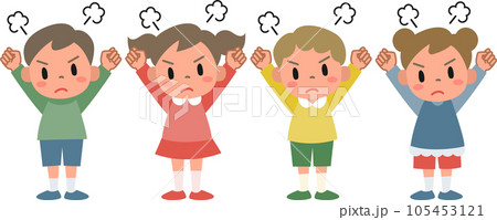 怒っている女の子と男の子のイラストセット 105453121