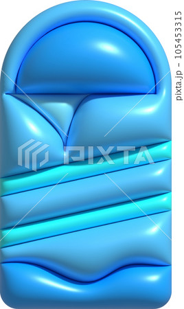 3d illustration sleeping bag camping bed for tourists Hiking gear for sleeping. 105453315