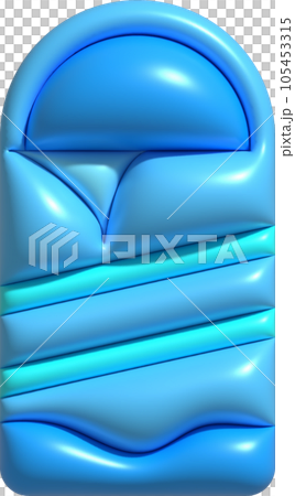 3d illustration sleeping bag camping bed for tourists Hiking gear for sleeping. 105453315