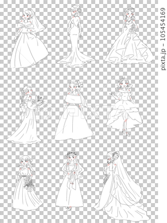 Various women in wedding dresses (white) 105454169