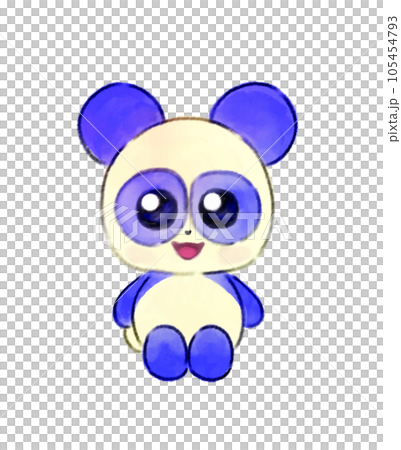 [Sitting pose] Fluffy animal illustration like a stuffed animal [Panda] 105454793