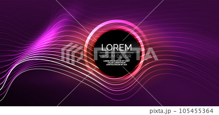 Neon lines and waves abstract background. Techno glowing neon shapes vector illustration for wallpaper, banner, background, landing page, wall art, invitation, prints, posters 105455364