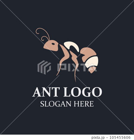 Ant logo design silhouette. Isolated animal ants on background design 105455606