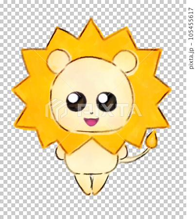 [Careful pose] Fluffy animal illustration like a stuffed animal [Lion] 105455617