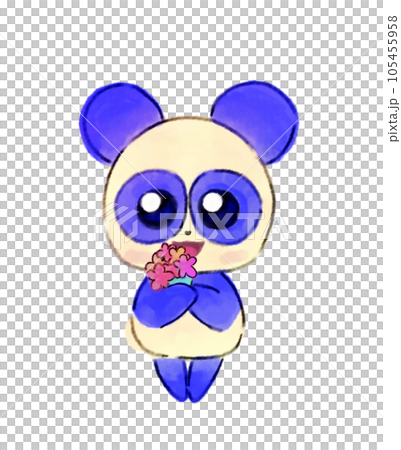 [Pose with a bouquet] Fluffy animal illustration like a stuffed animal [Panda] 105455958