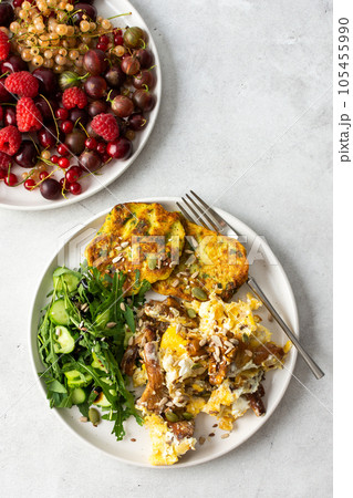 Healthy breakfast with seasonal products Healthy breakfast with seasonal products 105455990