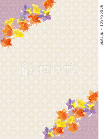 秋の紅葉と和モダン おしゃれな背景イラスト 105456866