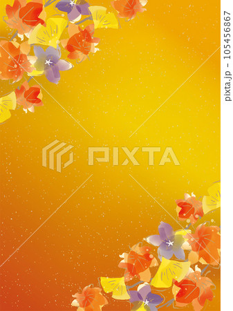 秋の紅葉と和モダン おしゃれな背景イラスト 105456867