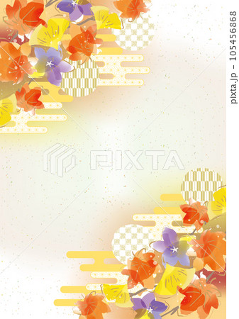 秋の紅葉と和モダン おしゃれな背景イラスト 秋の紅葉と和モダン おしゃれな背景イラスト 105456868