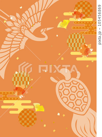 敬老の日　秋の紅葉と和モダン おしゃれな背景イラスト 105456869