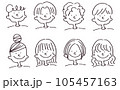 若い男女の表情セット【線画】 105457163