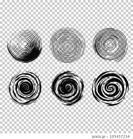 墨で描かれた丸の素材6個セット 105457234